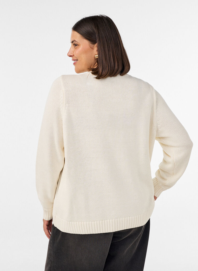 Strickjacke mit Zopfmuster, Vanille, Model image number 2