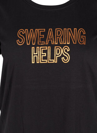 Trainings-T-Shirt mit Print, Black Swearing, Packshot image number 2