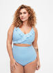 Gestreiftes Bikini-Unterteil mit extra hoher Taille, Blau, Model image number 0