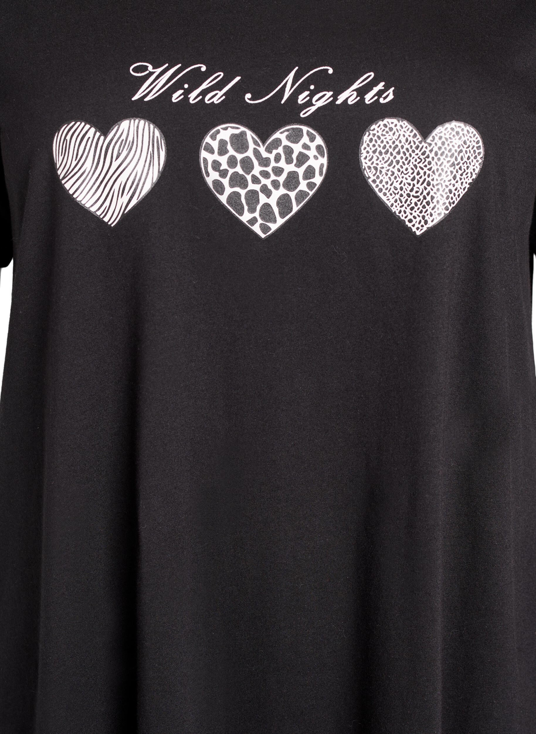 Zizzi Kurz&auml;rmeliges Nachthemd aus Bio-Baumwolle, Schwarz, Packshot image number 2