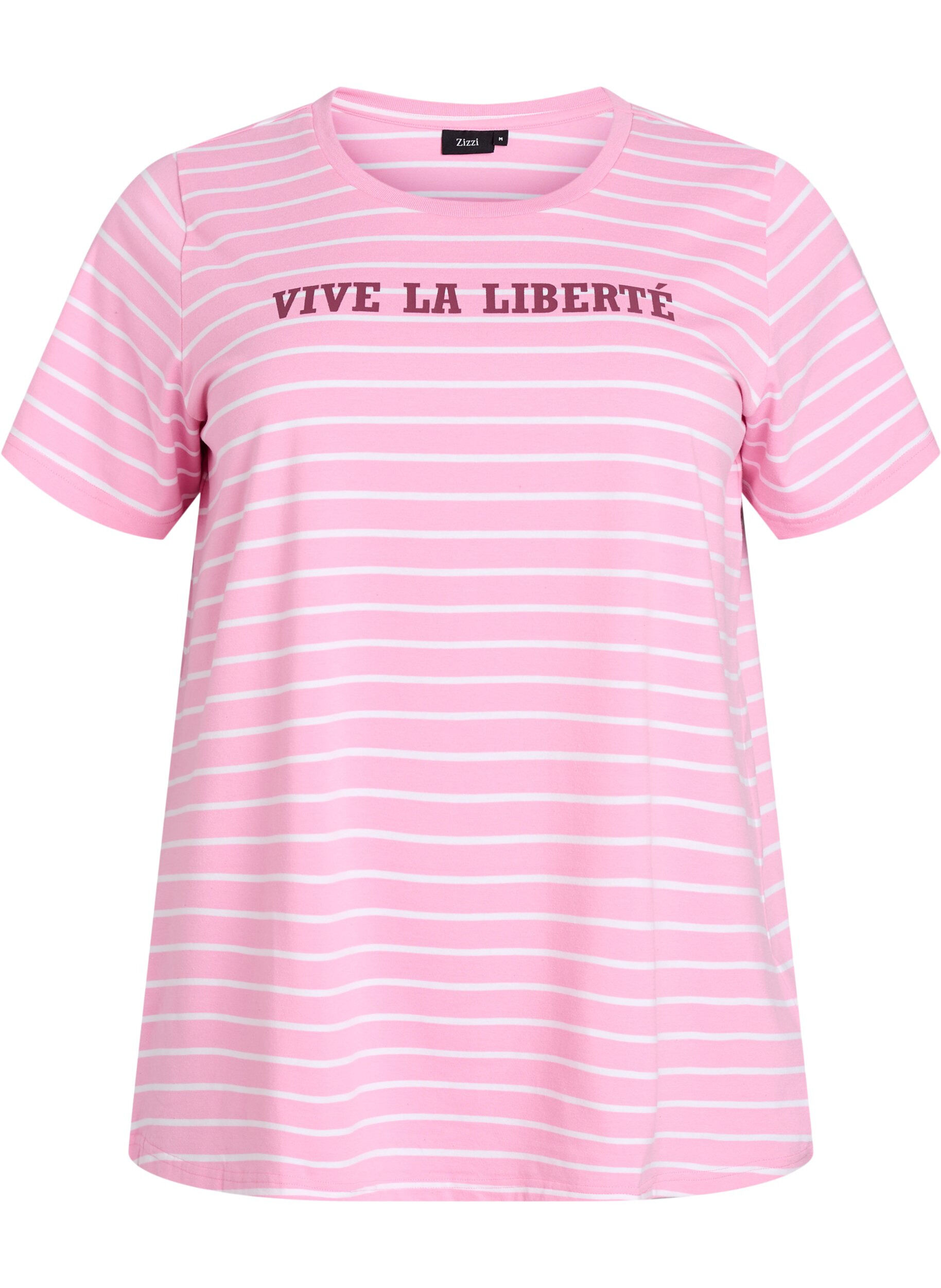 Gestreiftes T-Shirt mit Text-Print
