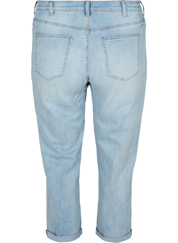 7/8-Jeans mit Umschlag und hoher Taille, Blau, Packshot image number 1