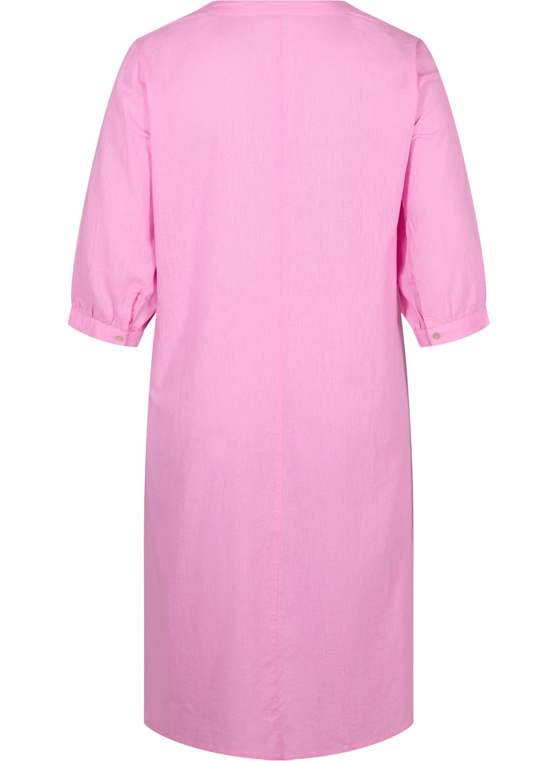 Zizzi Langes Shirt-Kleid mit 3/4-&Auml;rmeln, Begonia Pink, Packshot image number 1