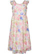 Langes gebl&uuml;mtes Kleid aus Lyocell mit R&uuml;schen, Wei&szlig;, Packshot image number 0