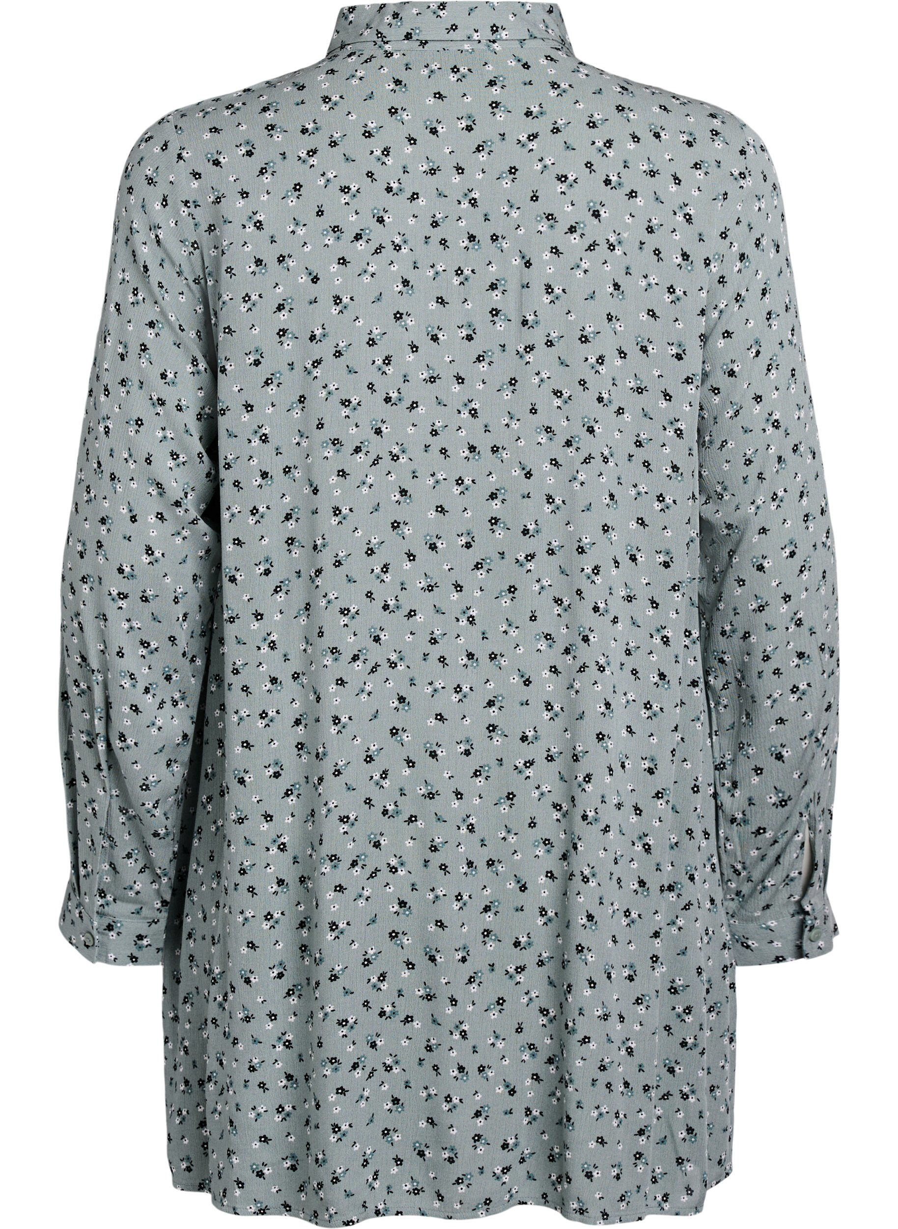Zizzi Lange Bluse mit gebl&uuml;mtem Print, Gr&uuml;n, Packshot image number 1