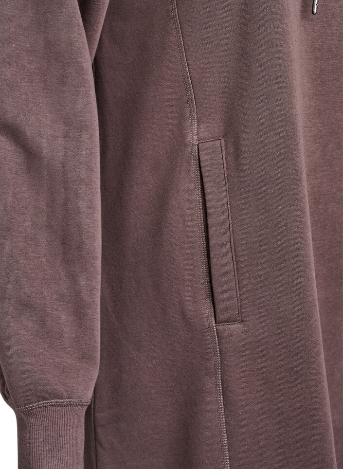 Kurzes Sweatshirtkleid mit Stehkragen und Taschen, Braun, Packshot image number 3