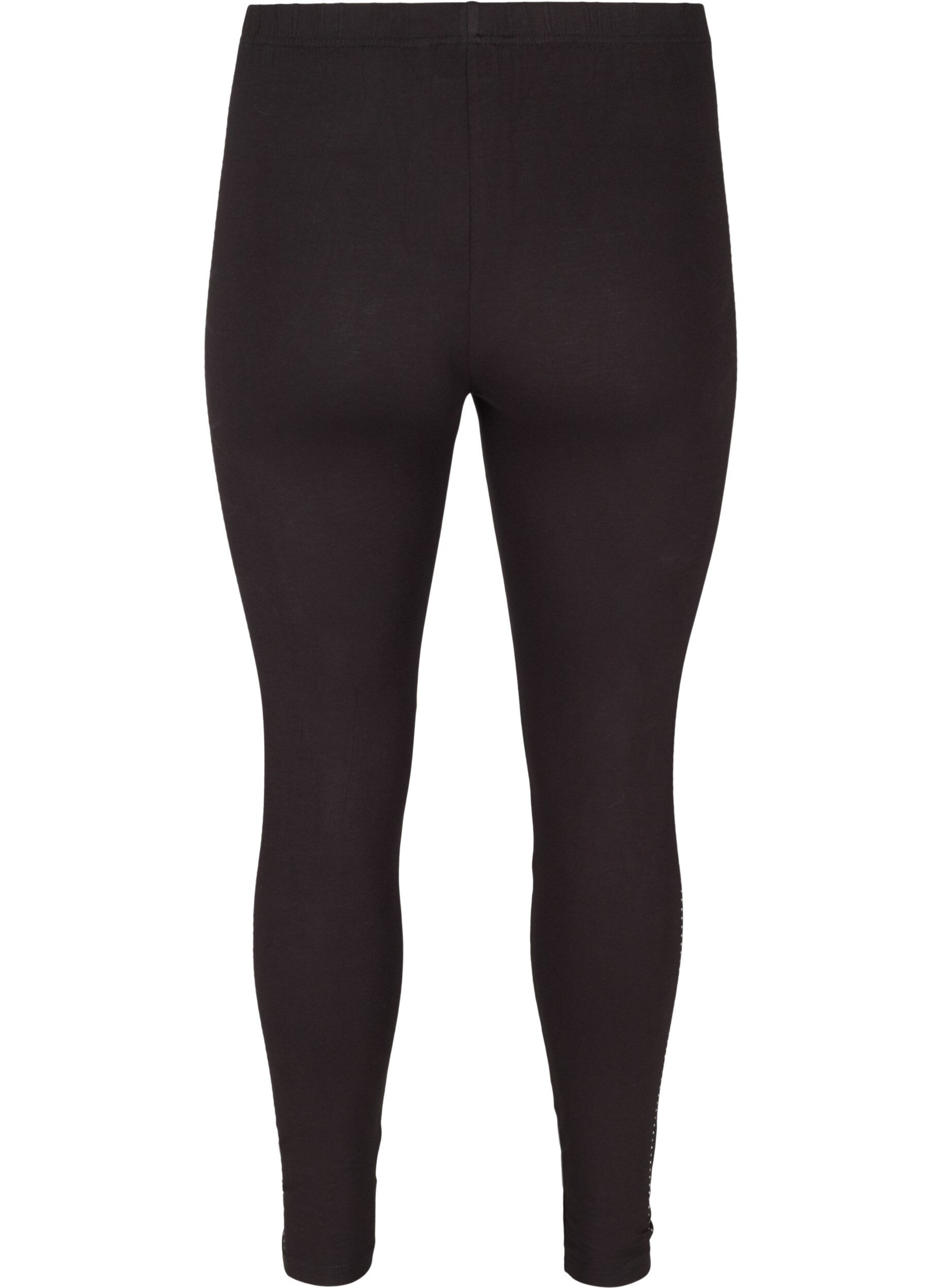 Zizzi Leggings aus Viskose mit Ziersteinen an der Seite, Black, Packshot image number 1