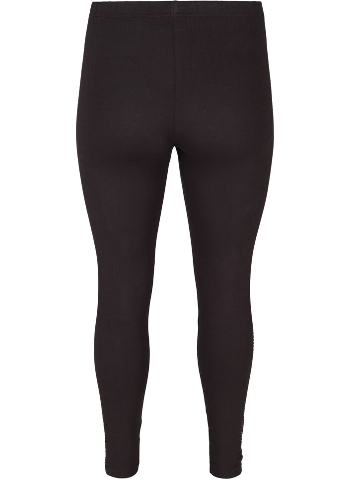 Leggings aus Viskose mit Ziersteinen an der Seite, Black, Packshot image number 1
