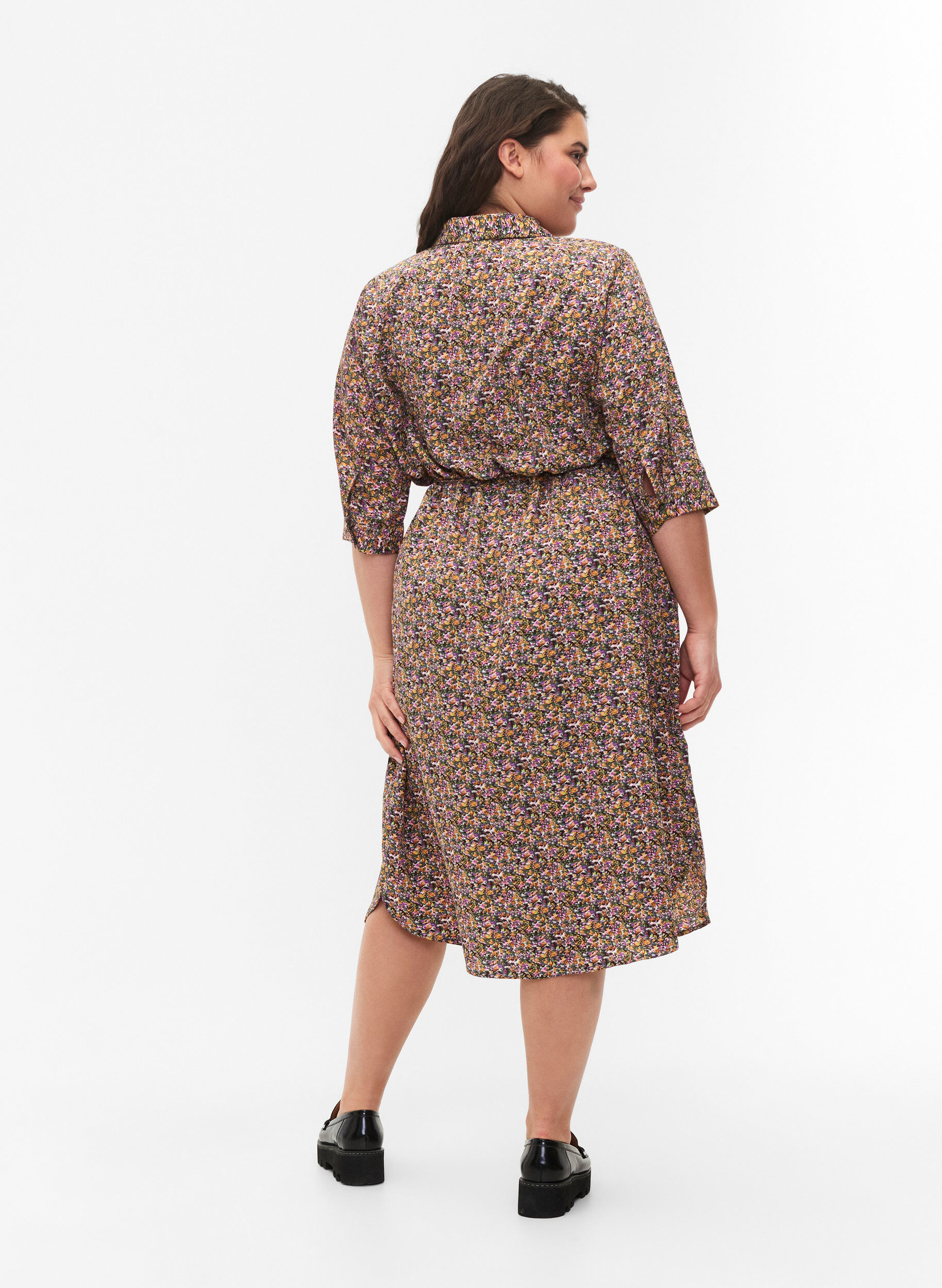 Zizzi FLASH - Hemdkleid mit Print, Multi Ditsy, Model image number 1