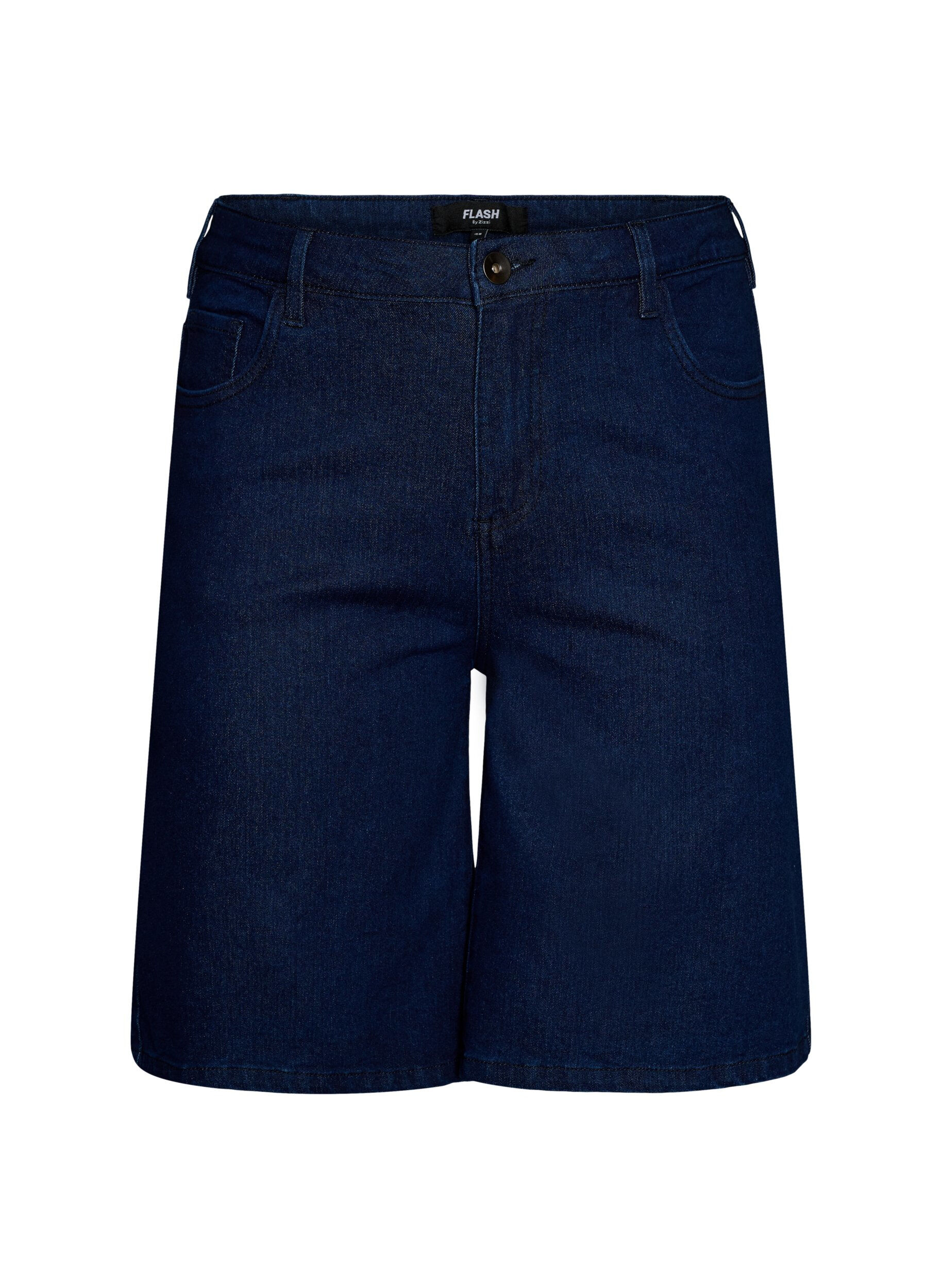 Zizzi Locker sitzende Jeansshorts mit hoher Taille, Blau, Packshot image number 0