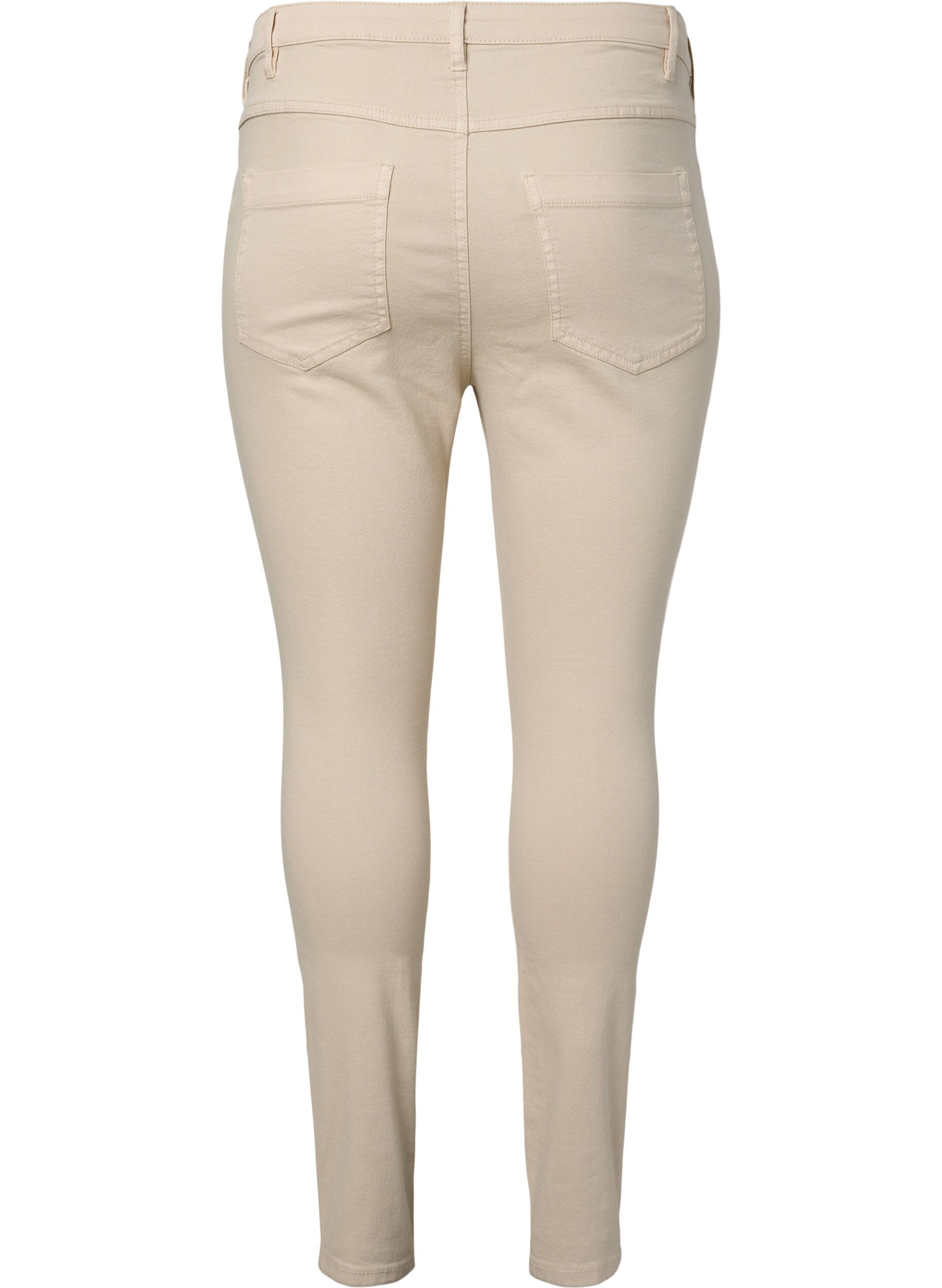 Zizzi Super Slim Fit Amy Jeans mit hoher Taille, Oatmeal, Packshot image number 1