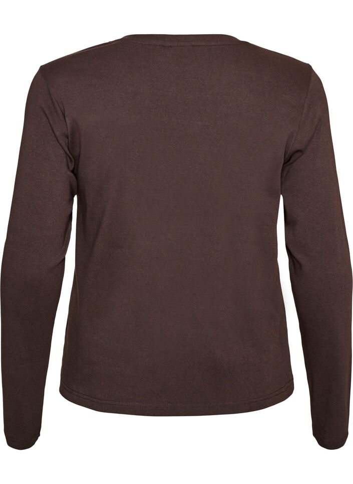 Langarm-Basic-T-Shirt mit Rundhalsausschnitt, Braun, Packshot image number 1