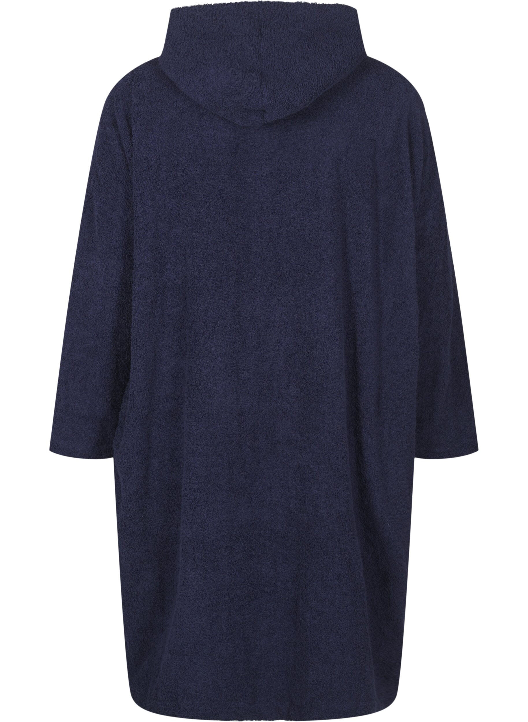 Zizzi Frottee-Poncho mit Kapuze, Navy Blazer, Packshot image number 1