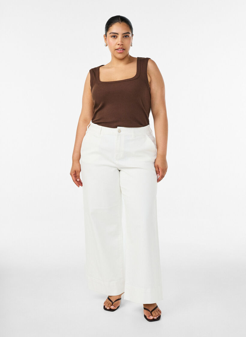Myra Jeans mit hoher Taille und weiter Passform, Wei&szlig;, Model image number 0