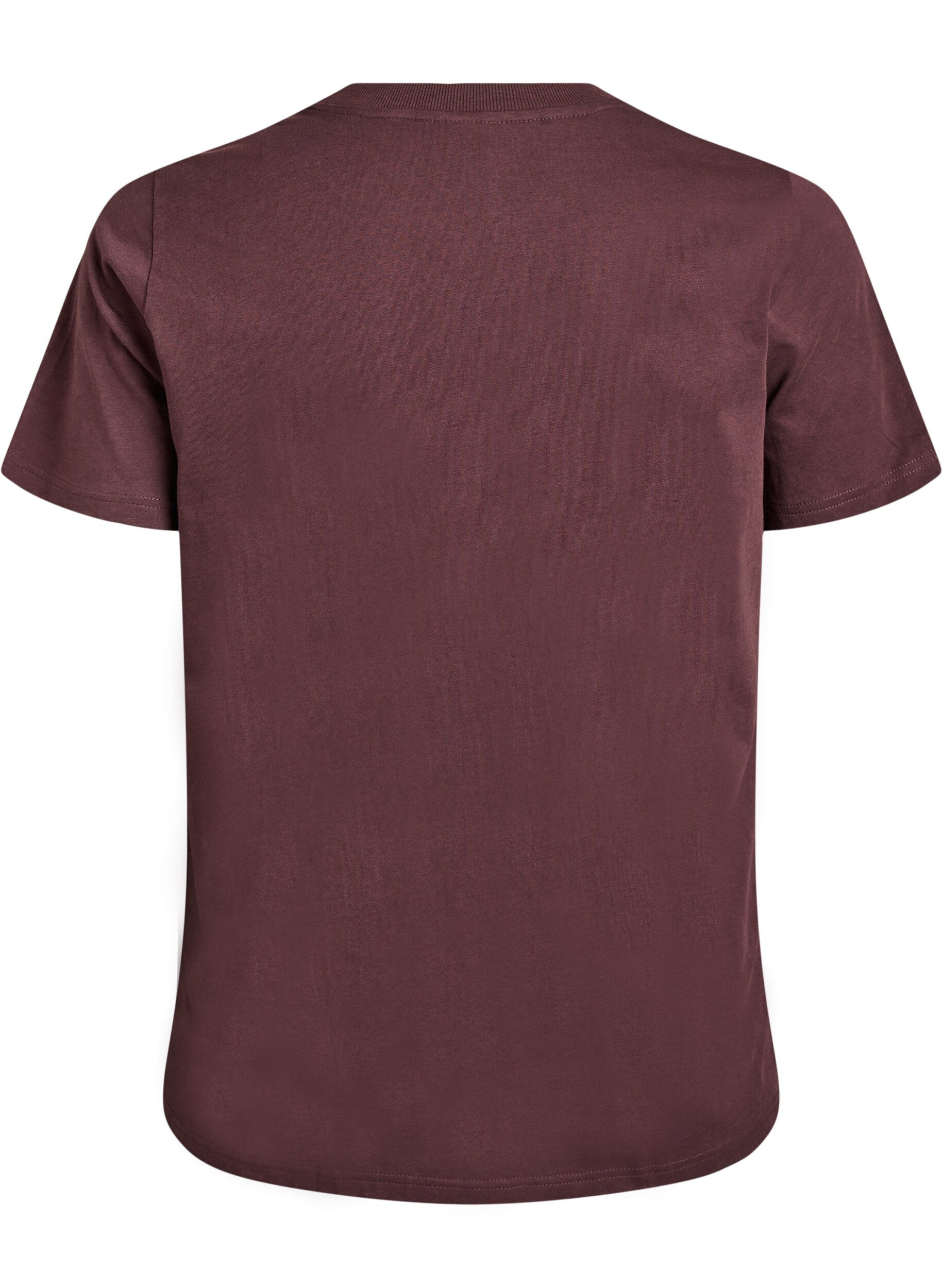 Zizzi Basic-T-Shirt aus Baumwolle mit Rundhalsausschnitt, Braun, Packshot image number 1