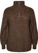 Strickpullover mit hohem Kragen und Rei&szlig;verschluss, Braun, Packshot image number 0