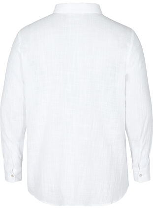 Langarm Hemdbluse aus strukturierter Baumwolle, White, Packshot image number 1