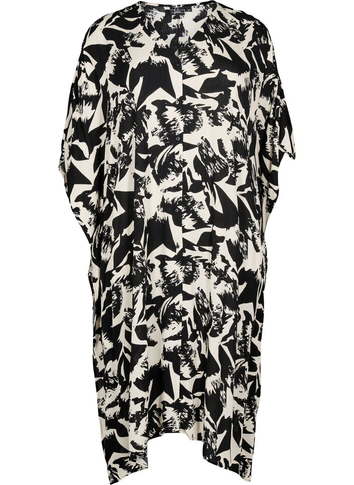 Kaftan-Strandkleid mit Knöpfen, Beige, Packshot image number 0