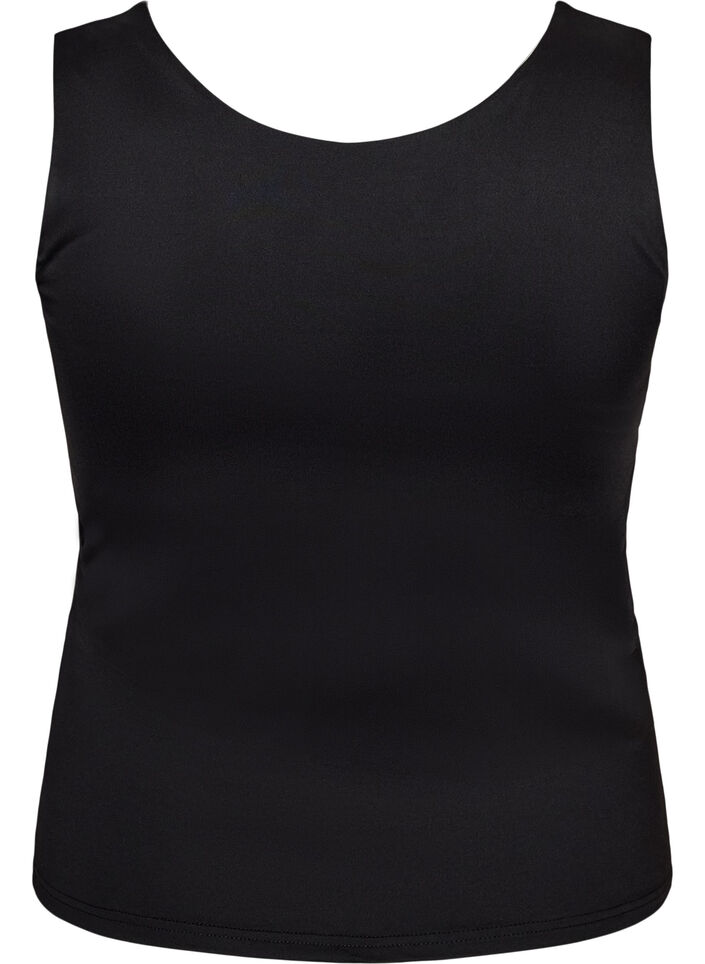 Figurbetontes Basic-Top aus glattem Stoff, Schwarz, Packshot image number 1