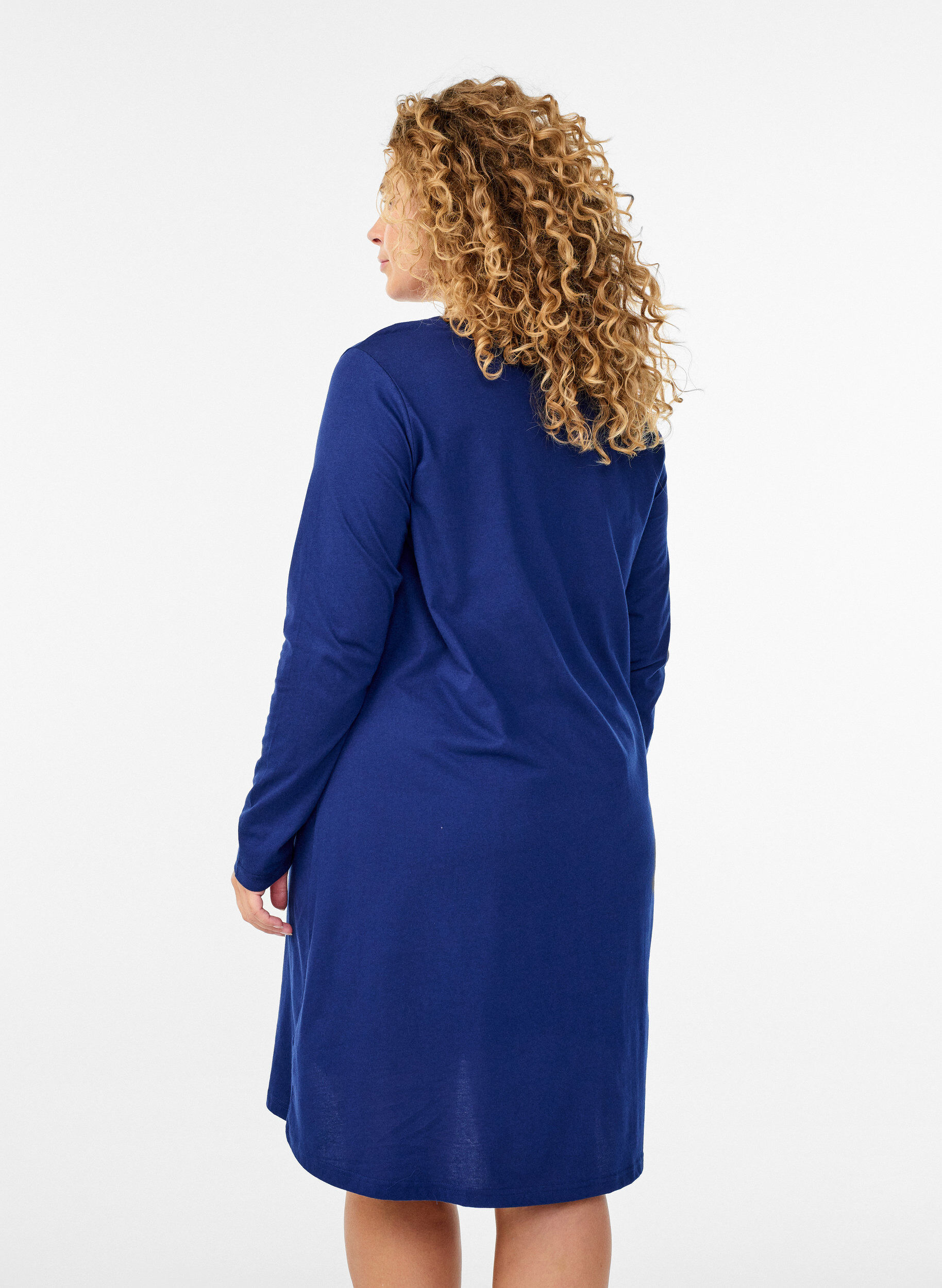 ZizziLang&auml;rmliges Nachthemd aus Bio-Baumwolle, Blau, Model image number 2
