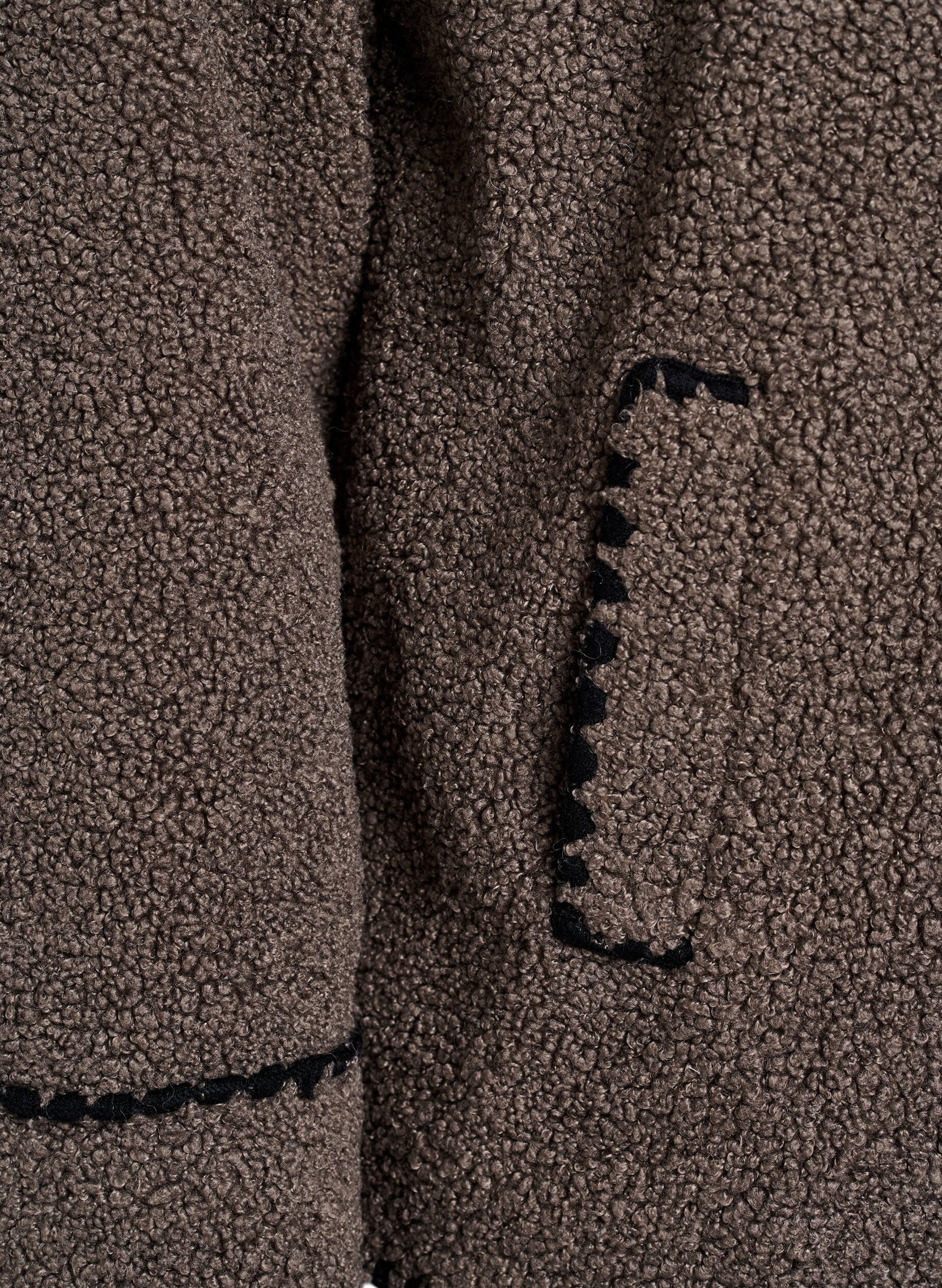 Zizzi Teddyjacke mit Kontrastdetails, Braun, Packshot image number 3