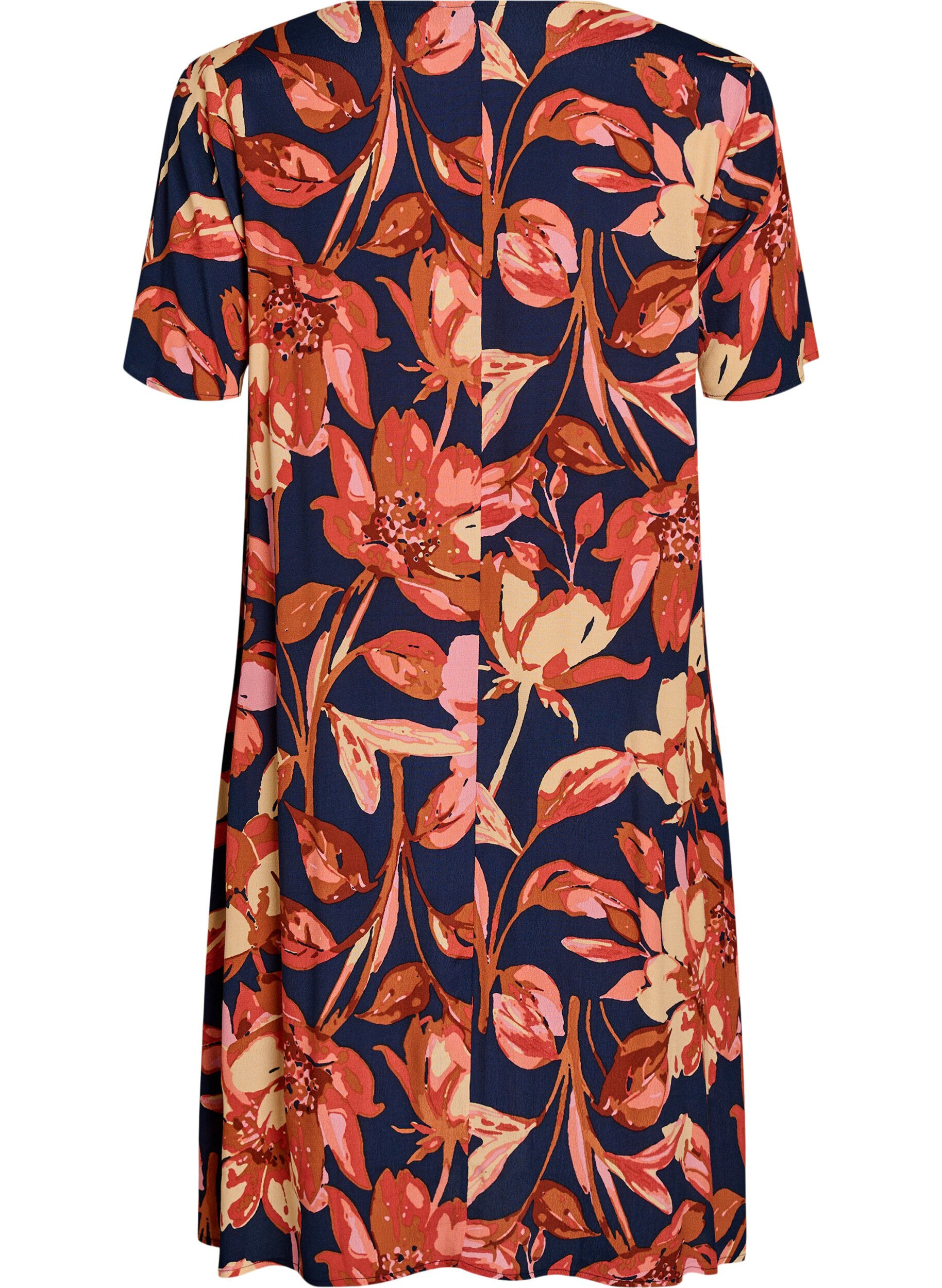 Zizzi A-Linien-Kleid aus Viskose, Orange, Packshot image number 1