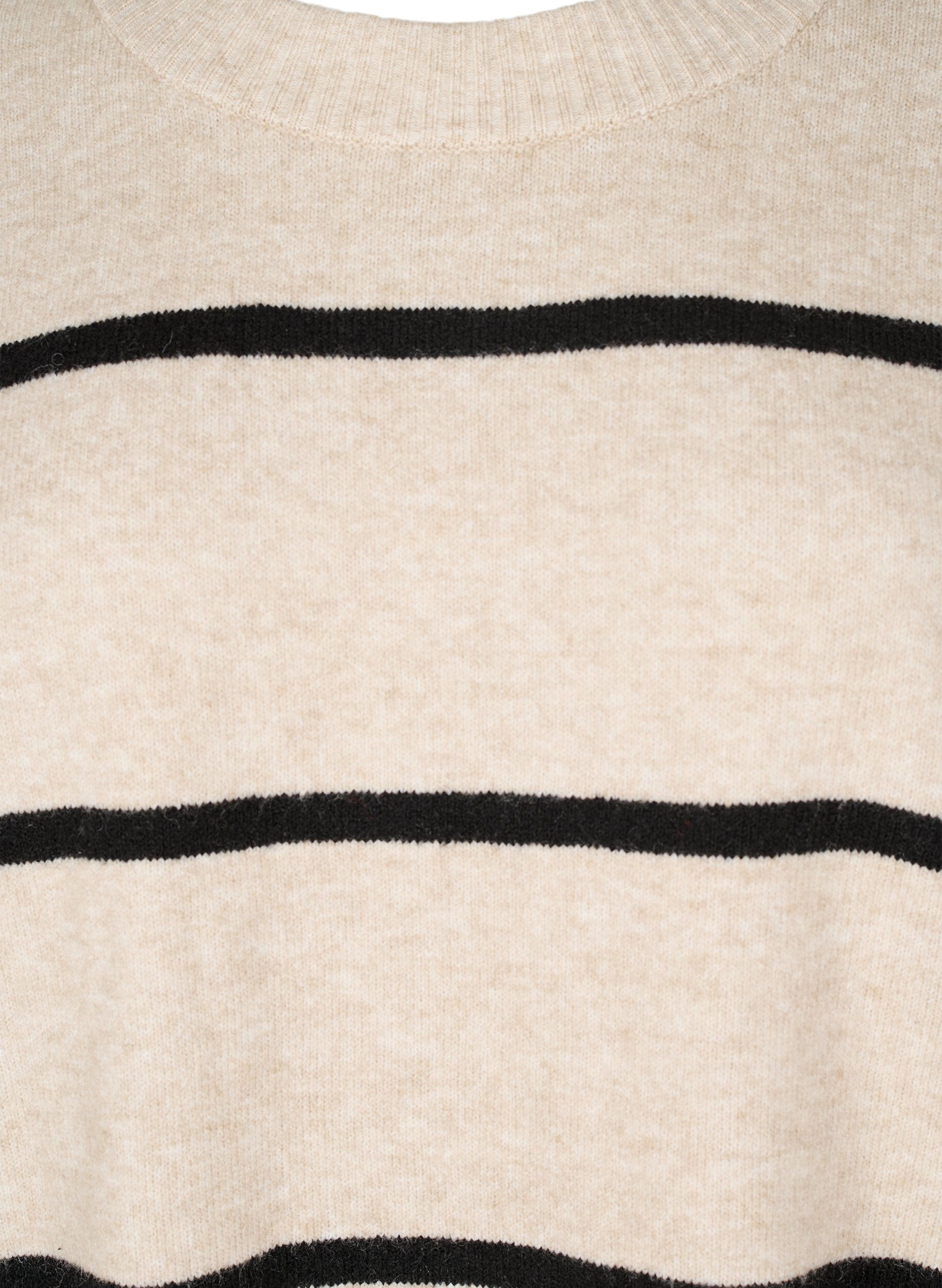 Zizzi Gestreifter Pullover in lockerer Passform, Beige, Packshot image number 2