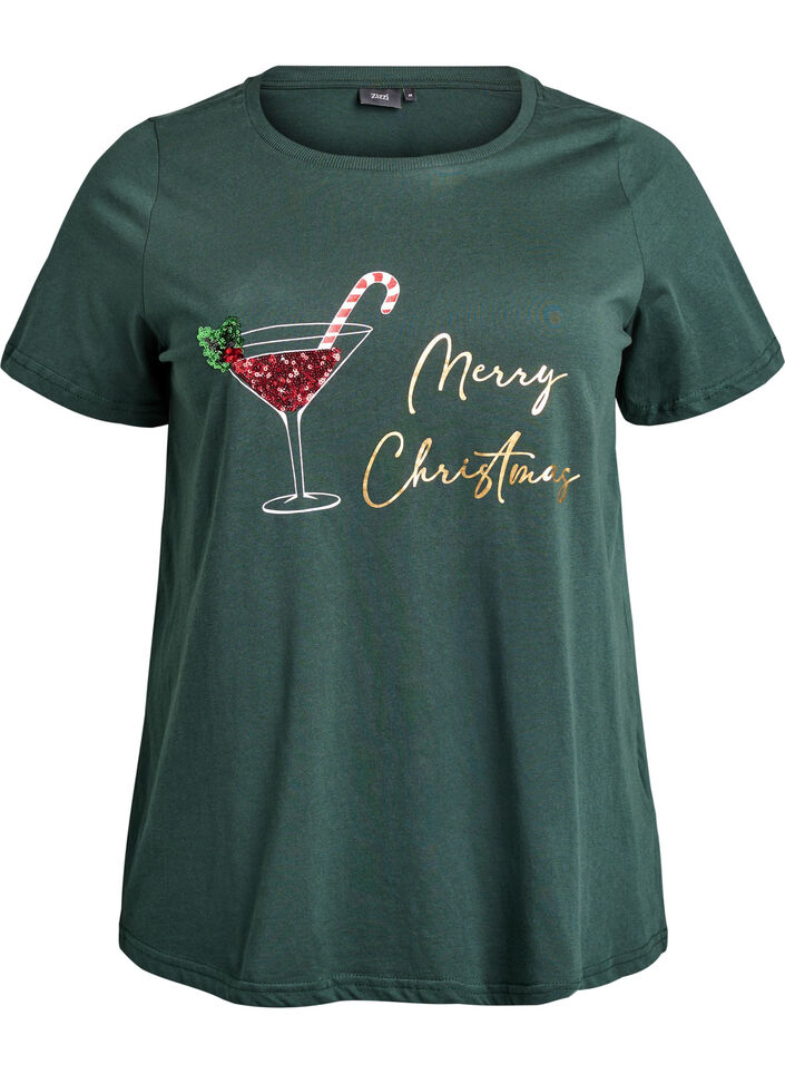 Weihnachts-T-Shirt aus Bio-Baumwolle, Gr&uuml;n, Packshot image number 0