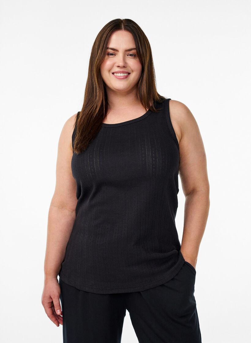 Nachthemd aus Bio-Baumwolle mit Strukturmuster, Schwarz, Model image number 0