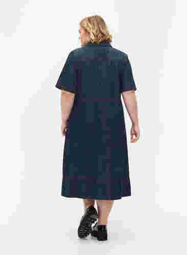 Hemdkleid aus Denim mit kurzen Ärmeln, Dark blue denim, Model image number 1