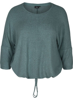 Melierte Bluse mit verstellbarem Bund, Balsam Green Mel , Packshot image number 0