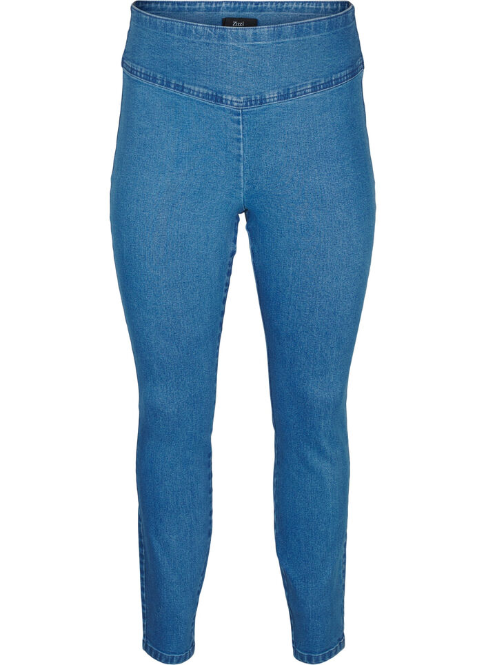 Elastische Jeggings mit hoher Taille, Blau, Packshot image number 0