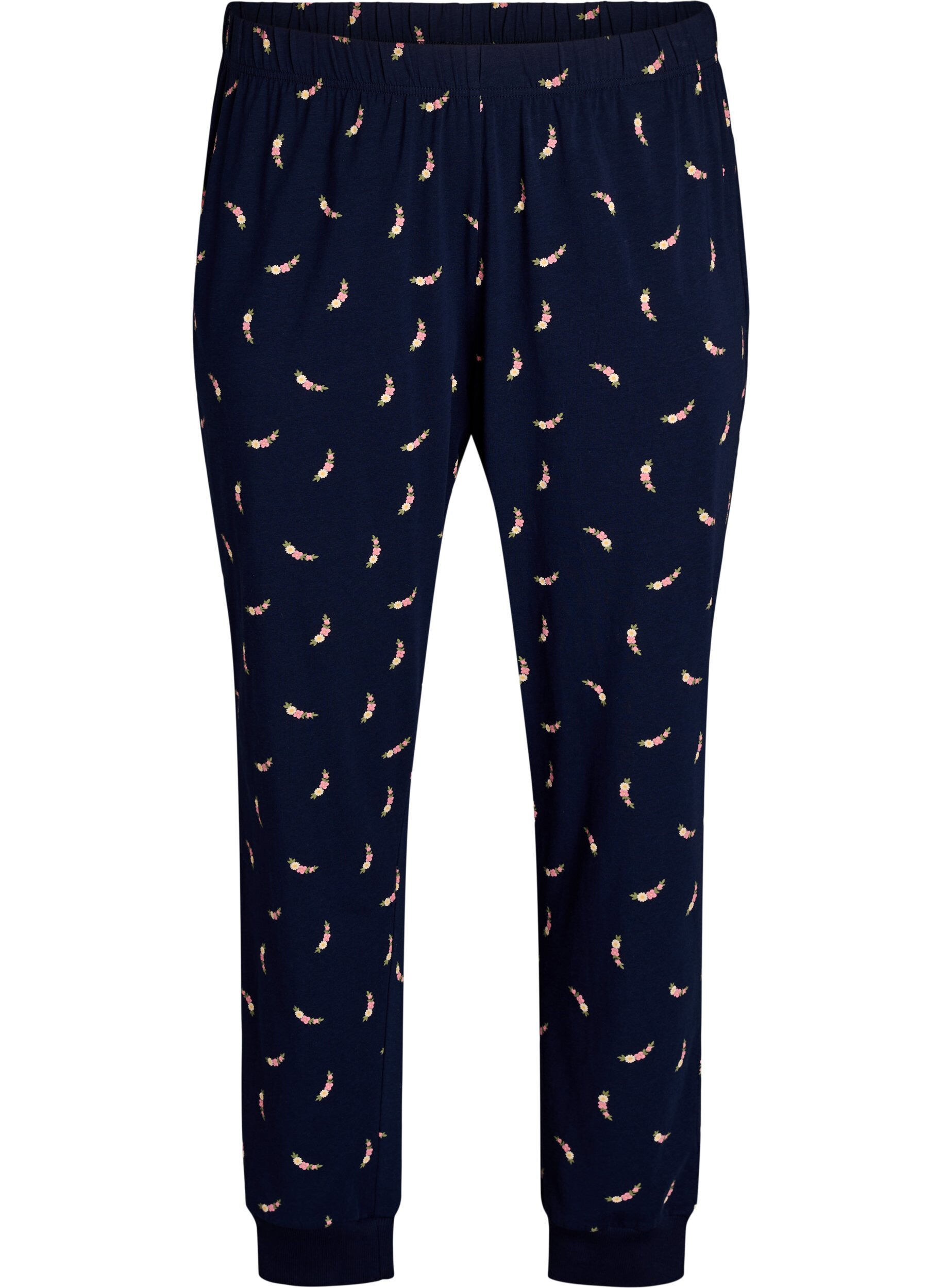 Zizzi Bedruckte Pyjamahose, Blau, Packshot image number 0