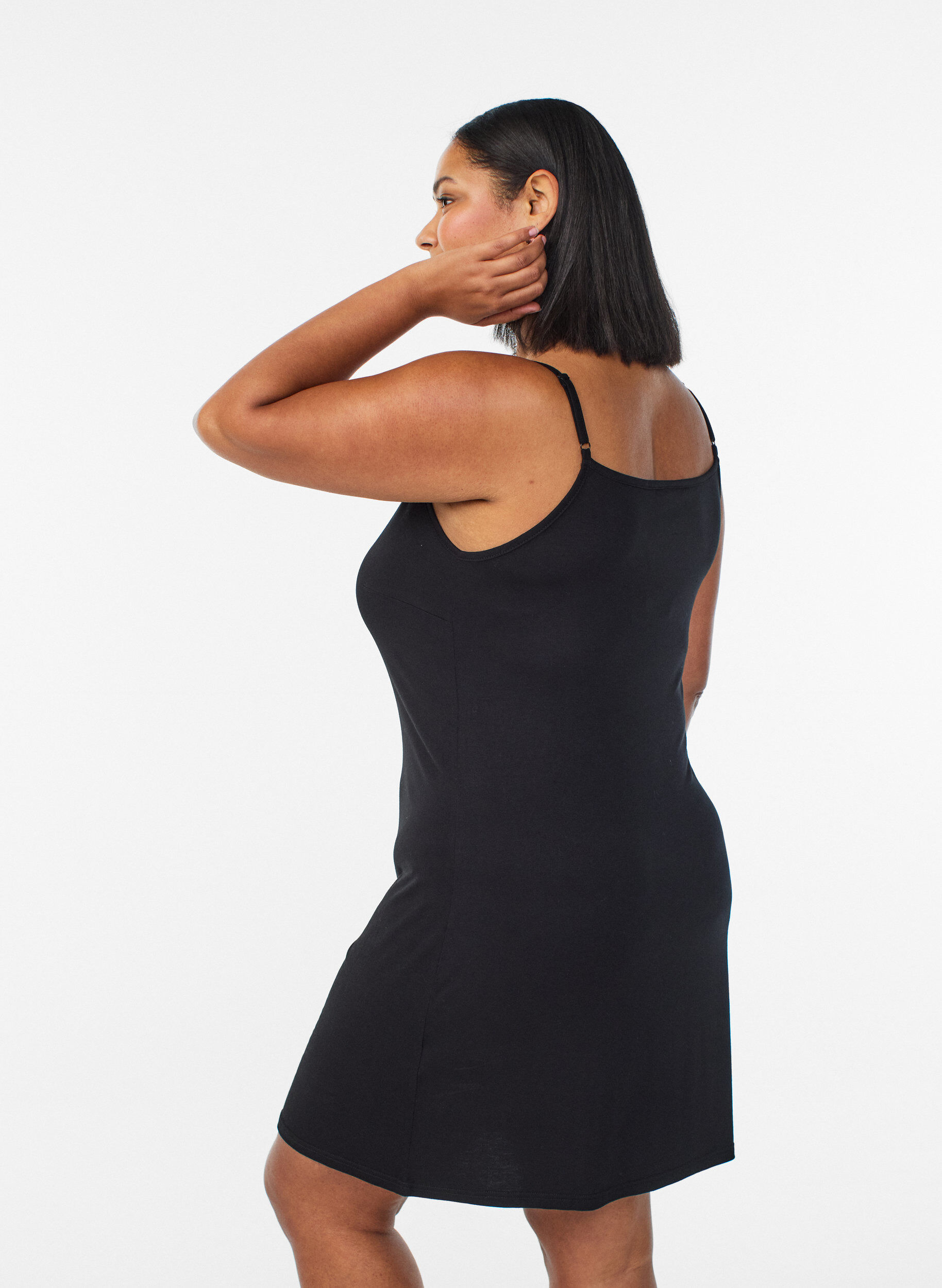 ZizziEinfarbiges Unterkleid aus Viskose, Schwarz, Model image number 2