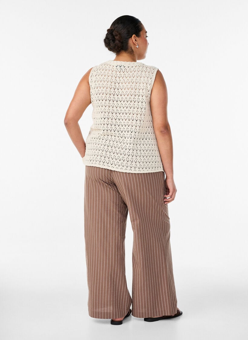 Lockere Hose mit hohem Bund und Taschen, Braun, Model image number 1