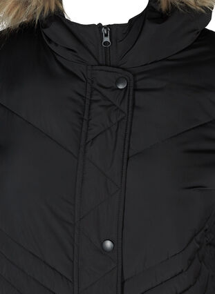 Winterjacke mit Kapuze und abnehmbaren Kuntspelzkragen, Black, Packshot image number 2