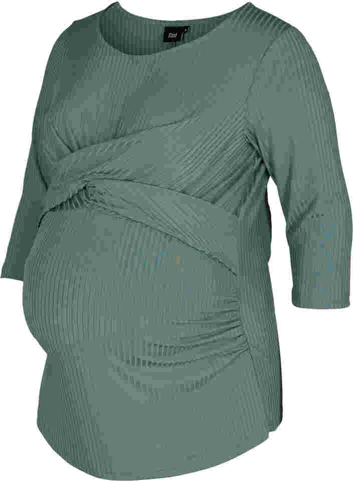 Schwangerschaftsbluse mit 3/4-Ärmeln , Silver Pine, Packshot image number 0