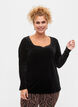 Veloursbluse mit langen Ärmeln, Black, Model image number 0