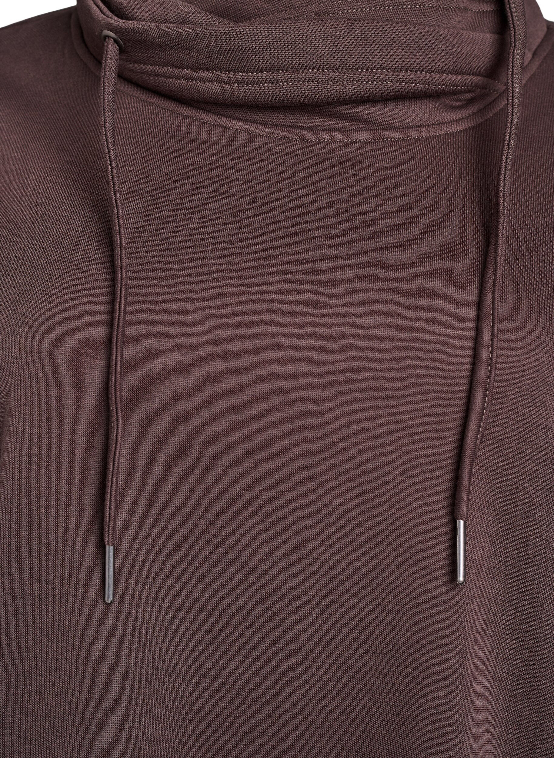 Zizzi Sweatshirt mit Stehkragen und Taschen, Braun, Packshot image number 2