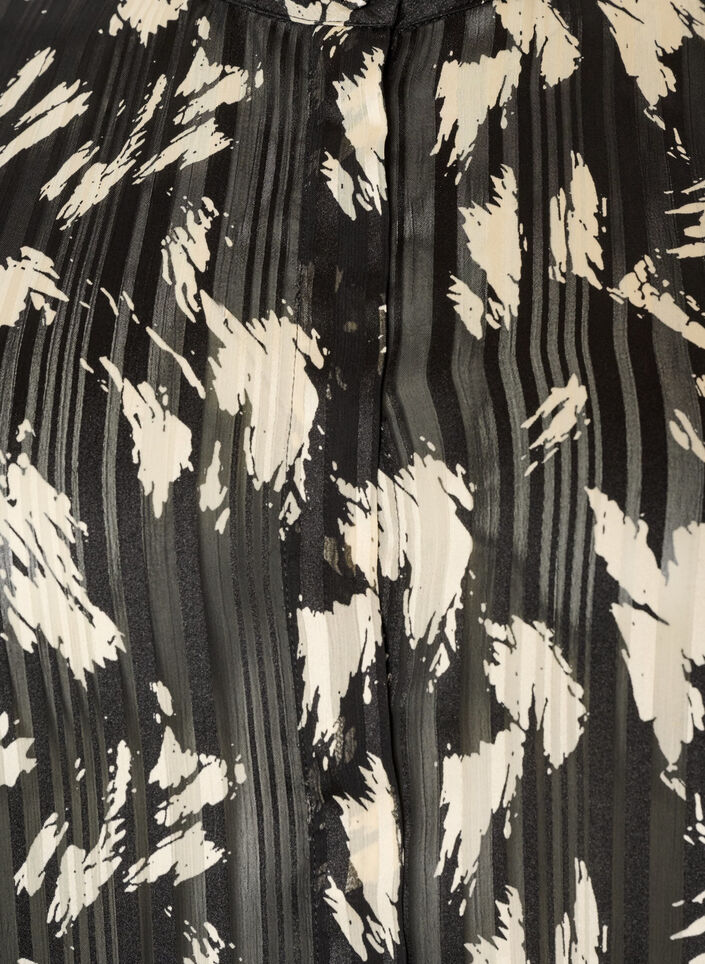 Gemusterte Bluse mit Stehkragen und 3/4-&Auml;rmeln, Schwarz, Packshot image number 2