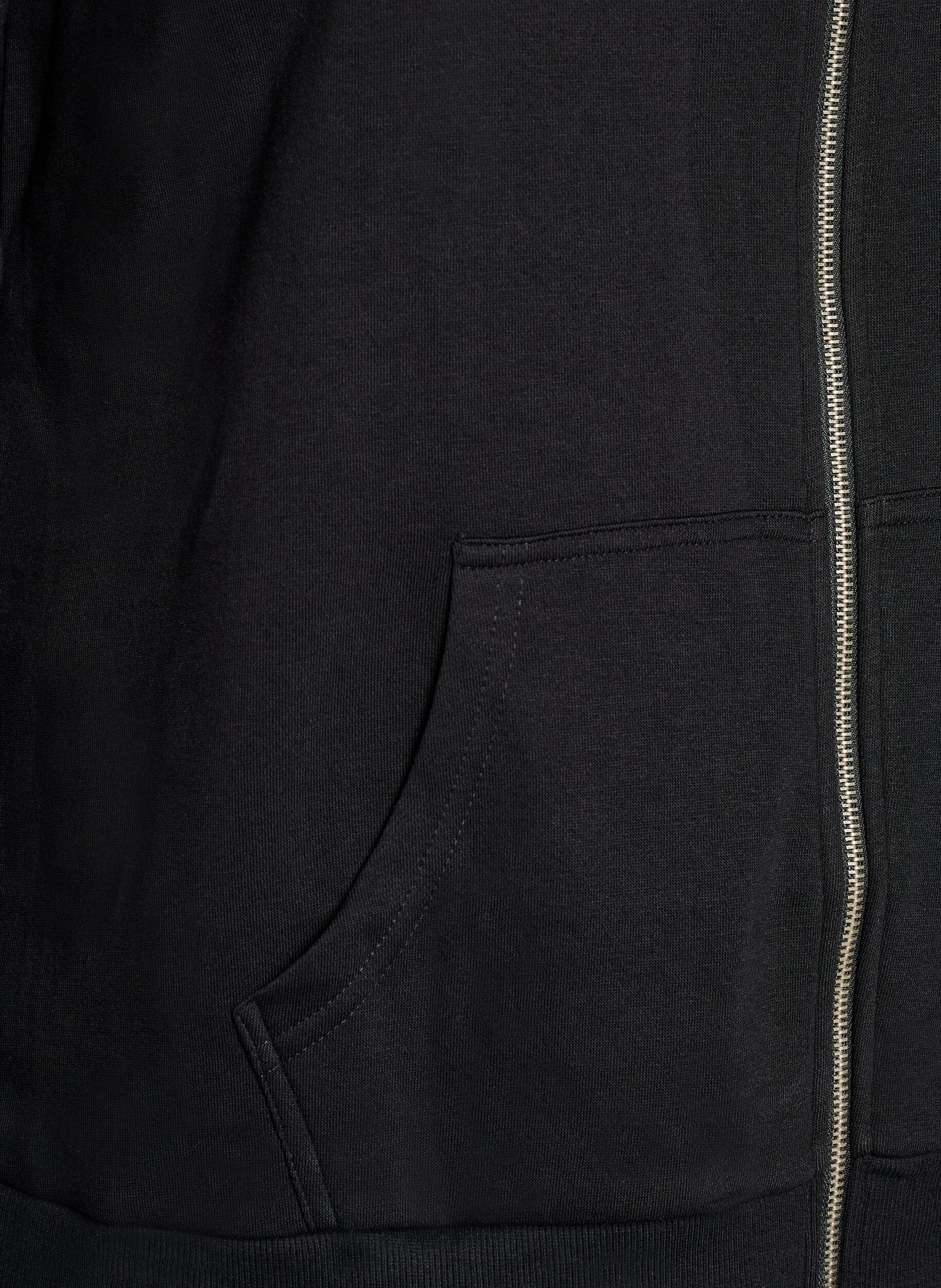 ZizziSweatjacke mit hohem Kragen und Rei&szlig;verschluss, Schwarz, Packshot image number 3