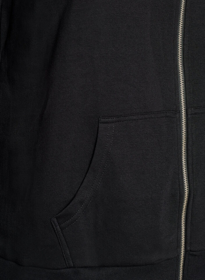 Sweatjacke mit hohem Kragen und Rei&szlig;verschluss, Schwarz, Packshot image number 3