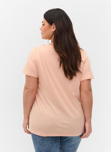 Kurzarm T-Shirt aus Baumwolle mit Aufdruck, Rose Cloud Loved, Model image number 1