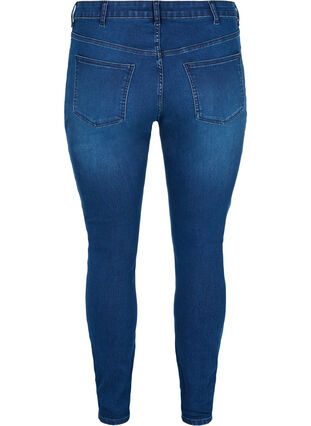 Super slim Amy Jeans mit Gummizug in der Taille, Dark blue denim, Packshot image number 1
