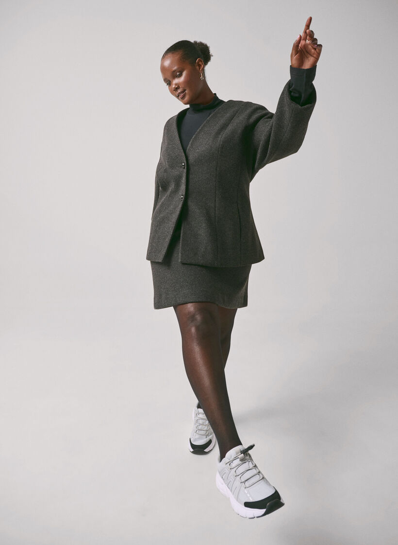 Kurzer Rock mit A-Schnitt, Dark Grey Melange, Image image number 0