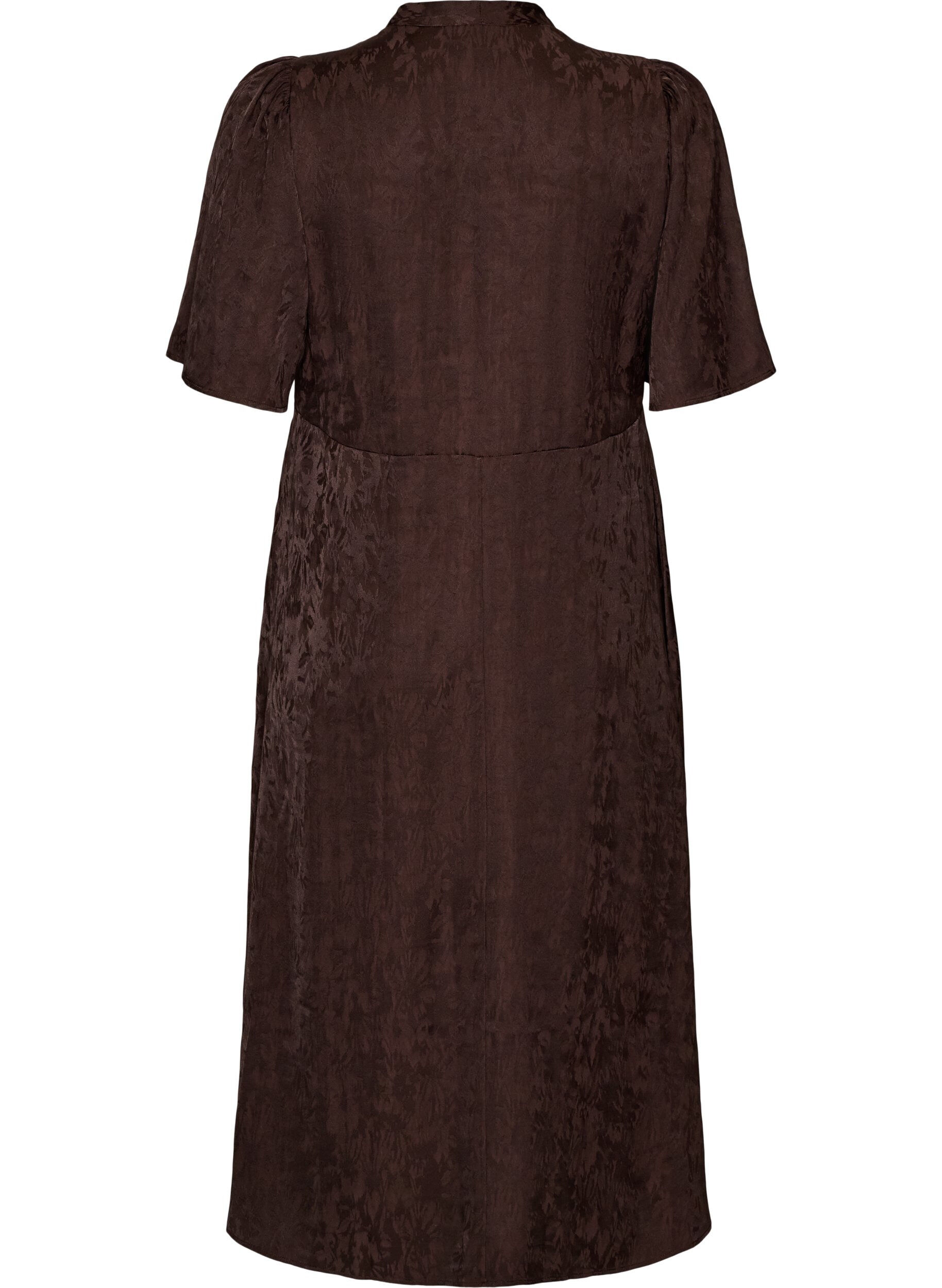 ZizziMidikleid aus Jacquard mit Paisleymuster und Fl&uuml;gel&auml;rmeln, Braun, Packshot image number 1