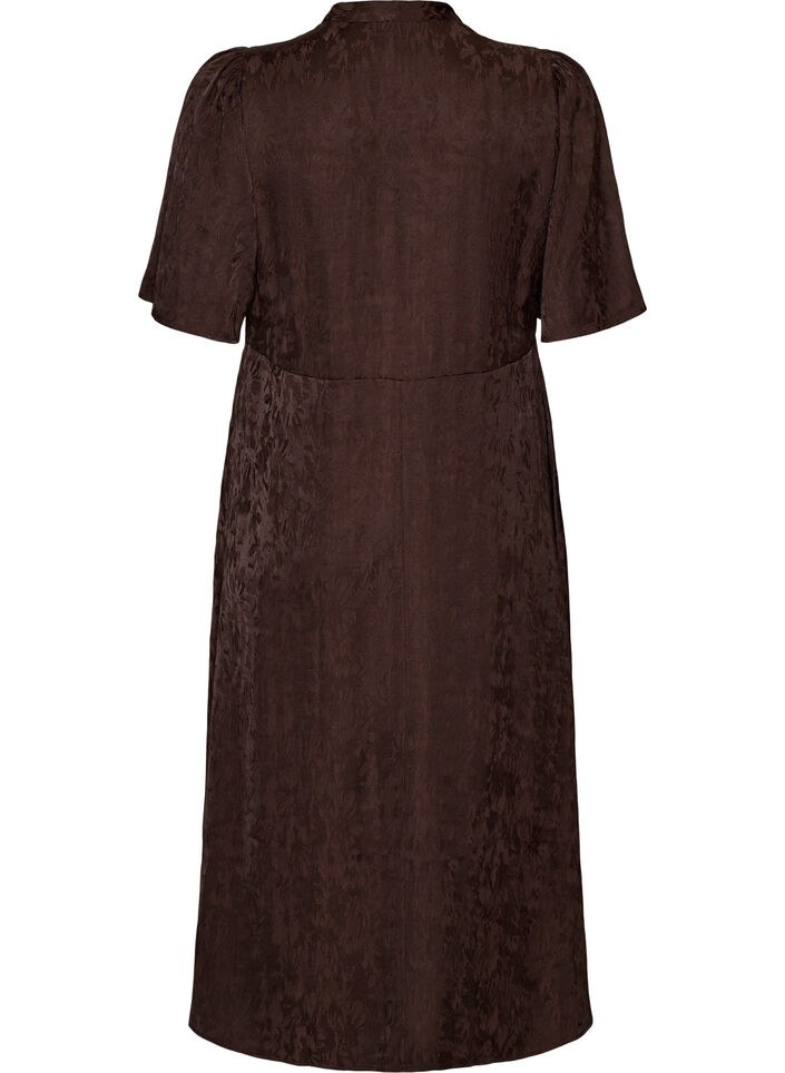 Midikleid aus Jacquard mit Paisleymuster und Fl&uuml;gel&auml;rmeln, Braun, Packshot image number 1