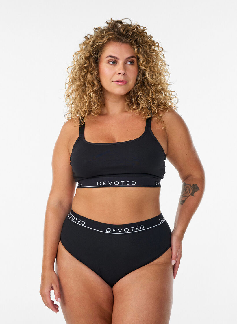 BH-Oberteil aus Baumwolle mit verstellbaren Tr&auml;gern, Schwarz, Model image number 1