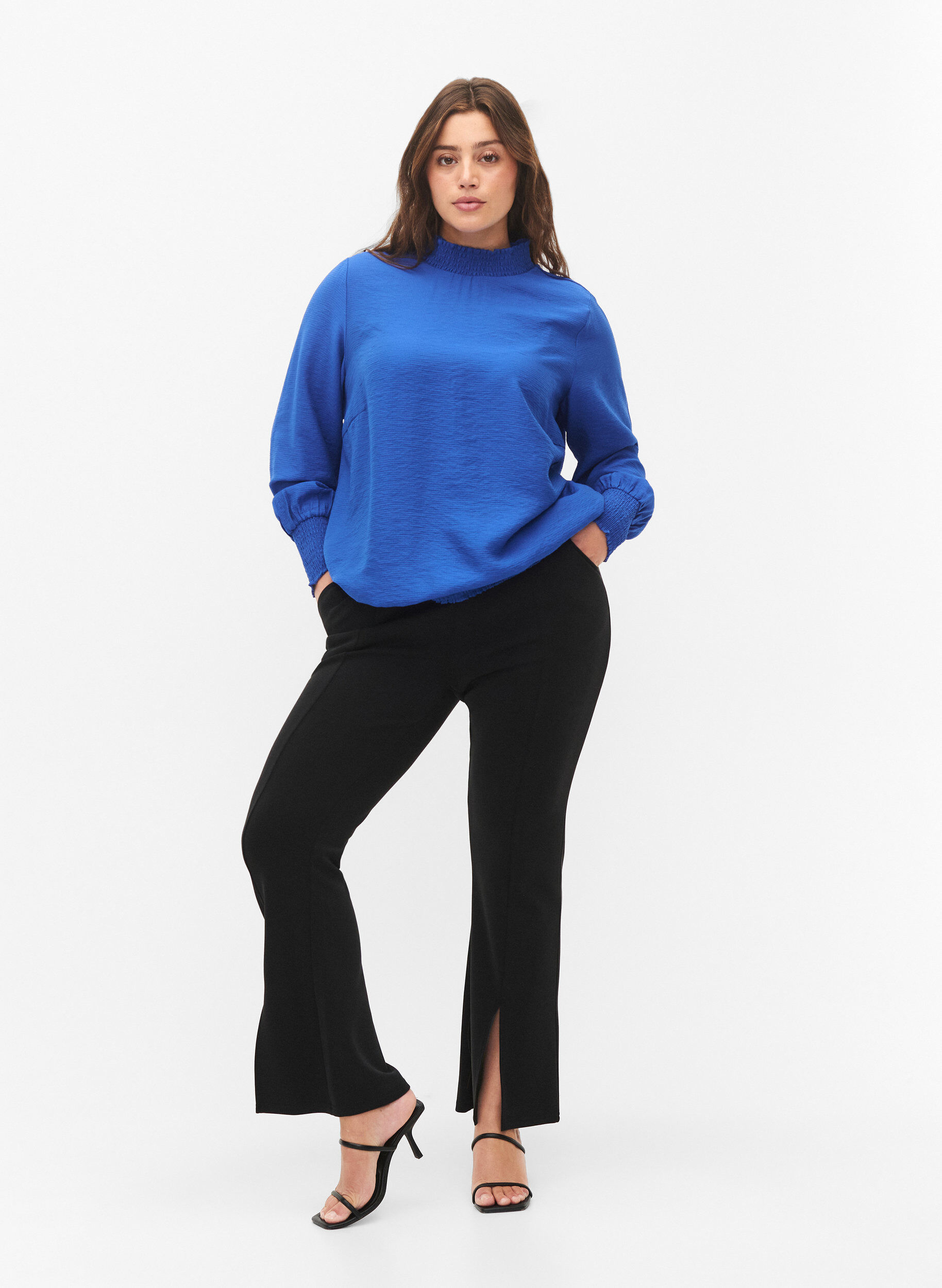 Zizzi Viskose Bluse mit Sch&uuml;rze, Surf the web, Model image number 2
