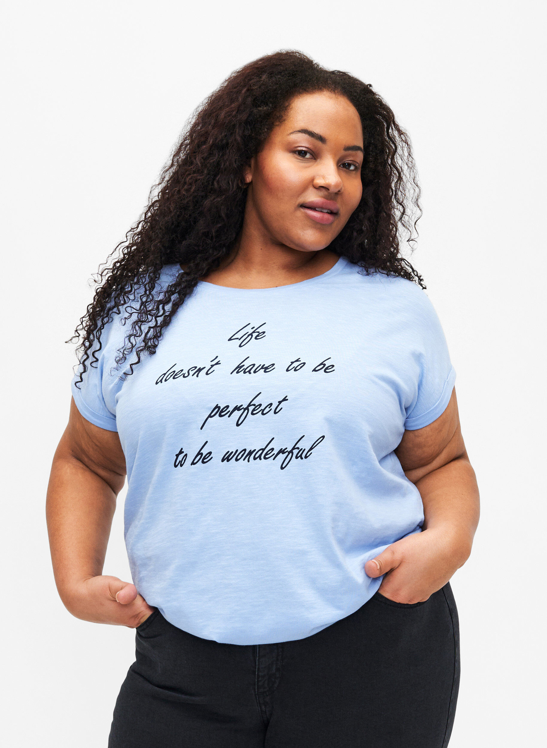 Zizzi Bedrucktes T-Shirt aus Bio-Baumwolle, Serenityw.Navy Print, Model image number 0